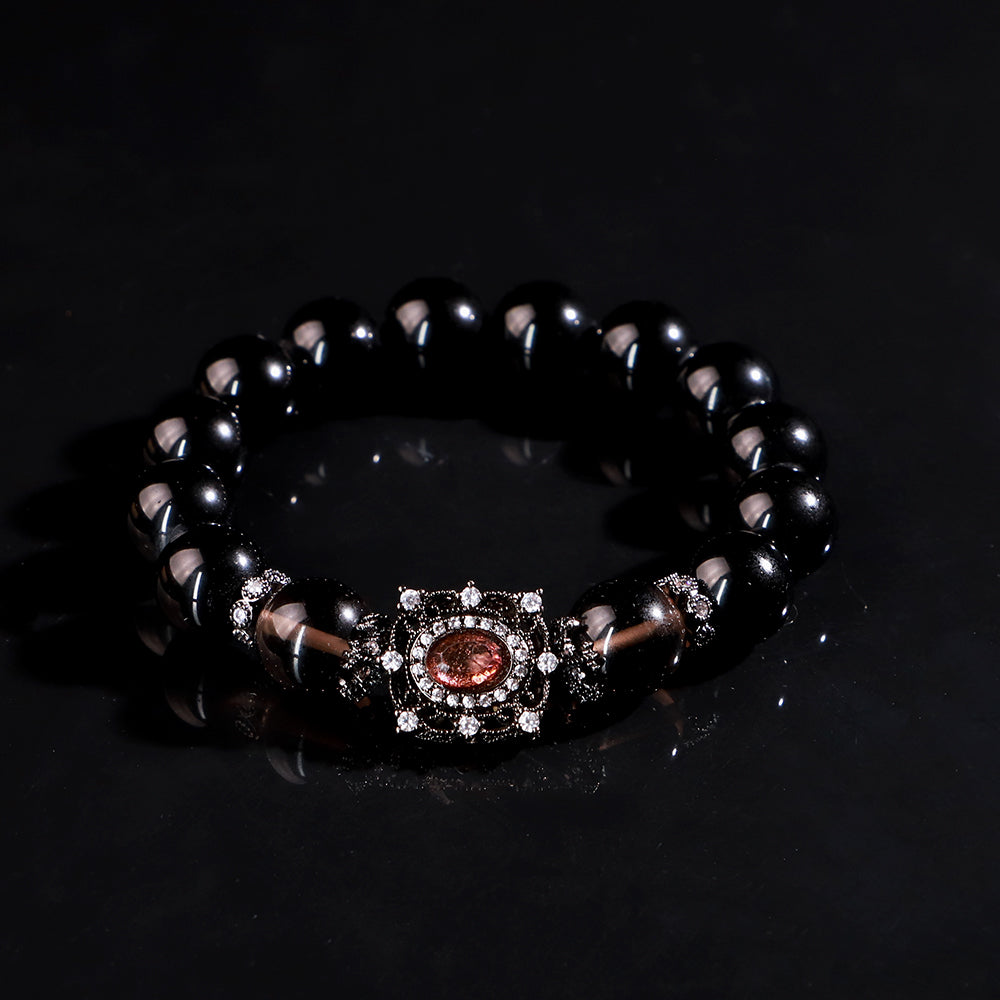Obsidian × Smoky Quartz “Night Guard” Bracelet