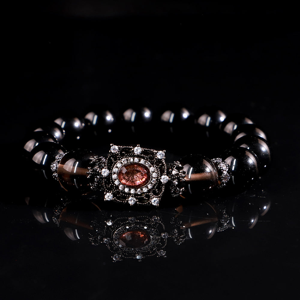 Obsidian × Smoky Quartz “Night Guard” Bracelet