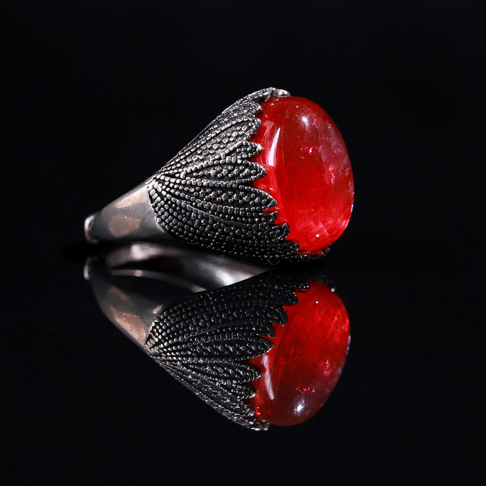 Red Crystal “Heartfire Crest” Ring