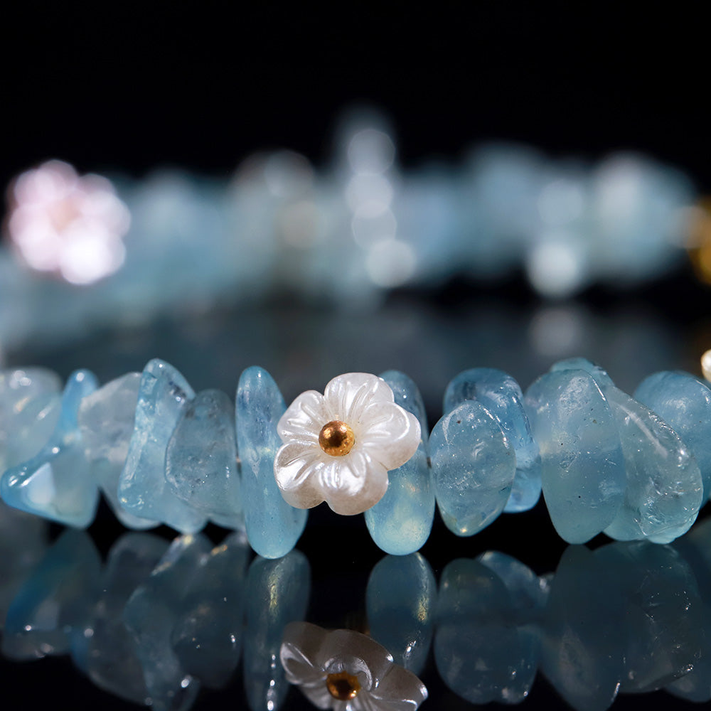 Aquamarine Chip “Sea Breeze Bloom” Bracelet